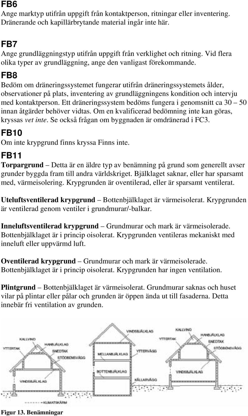 FB8 Bedöm om dräneringssystemet fungerar utifrån dräneringssystemets ålder, observationer på plats, inventering av grundläggningens kondition och intervju med kontaktperson.