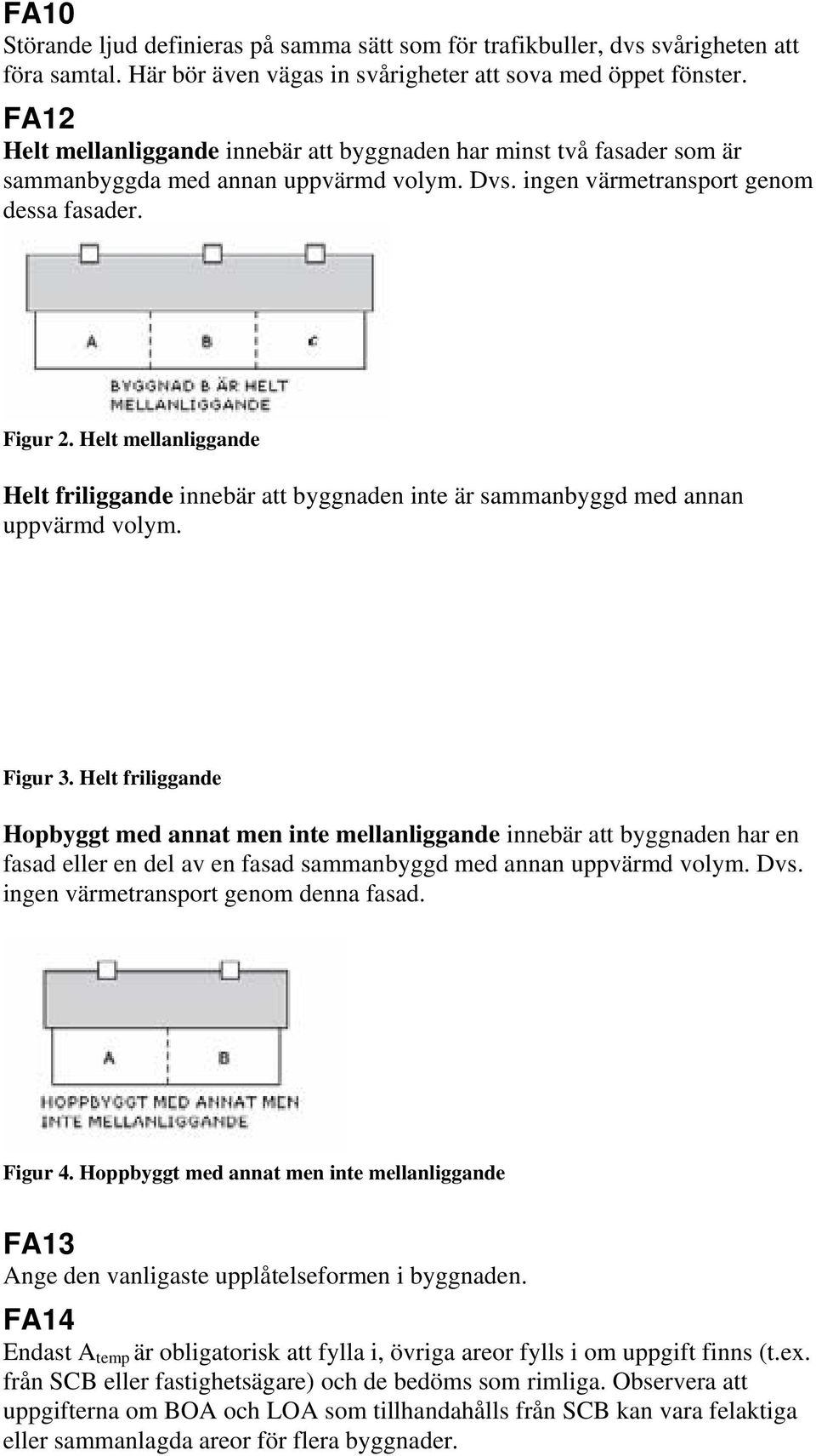 Helt mellanliggande Helt friliggande innebär att byggnaden inte är sammanbyggd med annan uppvärmd volym. Figur 3.