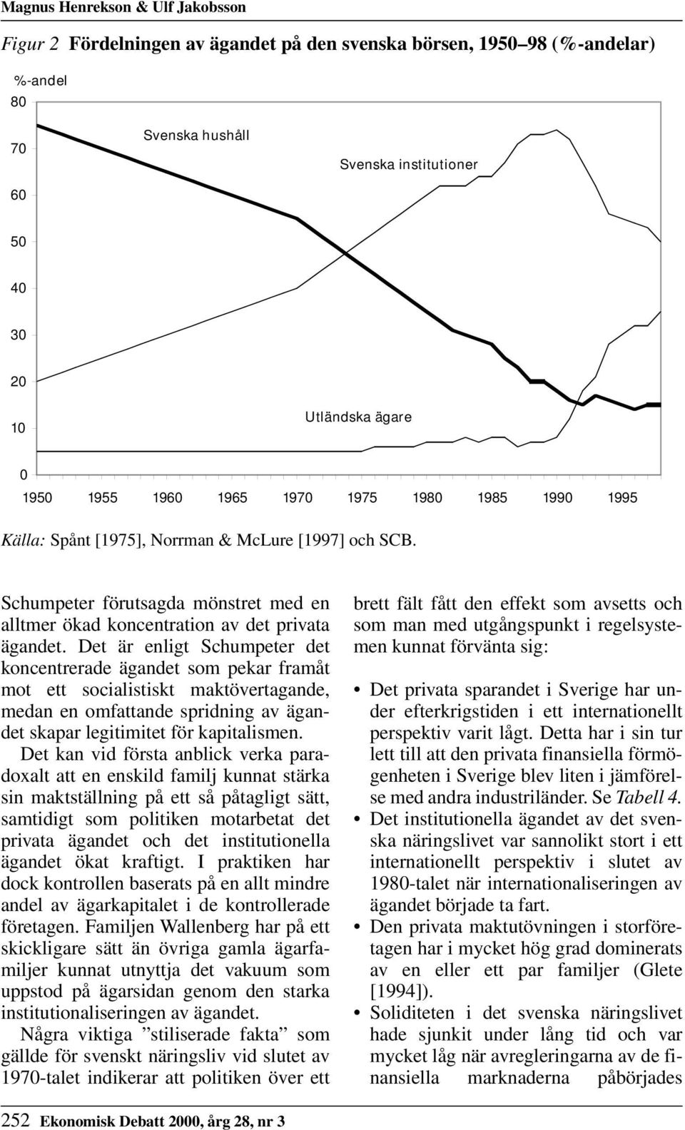 Det är enligt Schumpeter det koncentrerade ägandet som pekar framåt mot ett socialistiskt maktövertagande, medan en omfattande spridning av ägandet skapar legitimitet för kapitalismen.