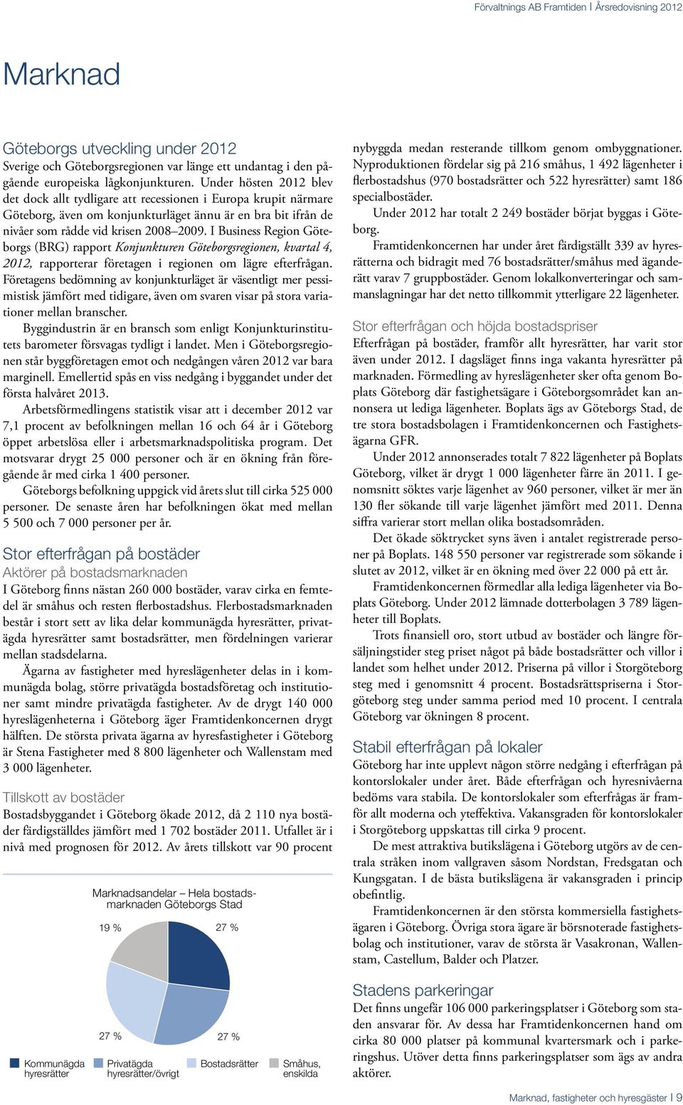 I Business Region Göteborgs (BRG) rapport Konjunkturen Göteborgsregionen, kvartal 4, 2012, rapporterar företagen i regionen om lägre efterfrågan.