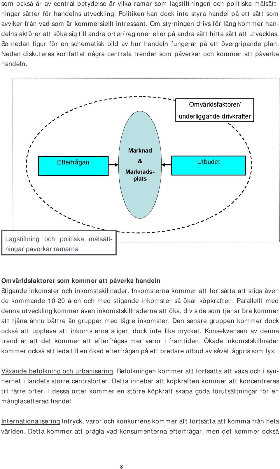 Om styrningen drivs för lång kommer handelns aktörer att söka sig till andra orter/regioner eller på andra sätt hitta sätt att utvecklas.