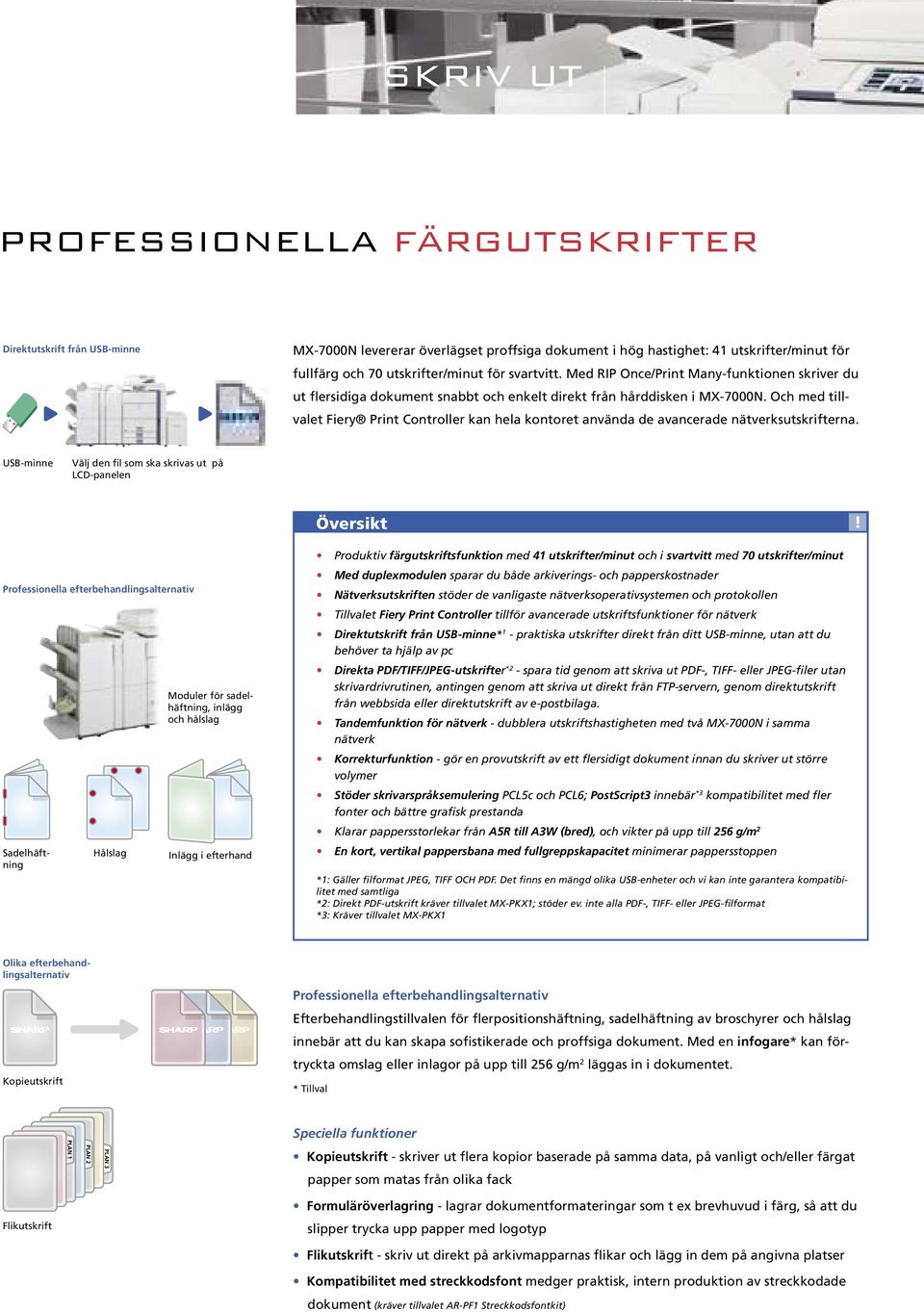 at fullfärg fast output och 70 speeds utskrifter/minut 41 ppm f för full svartvitt. colour Med 70 RIP ppm Once/Print f black Many-funktionen & white.