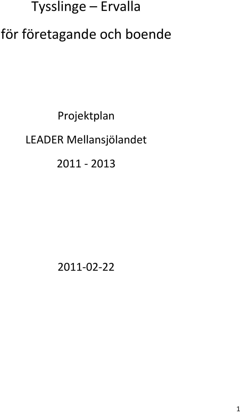 Projektplan LEADER