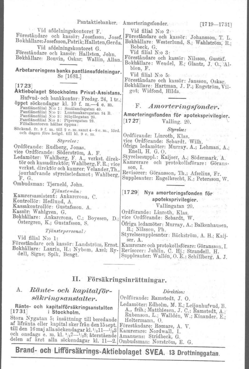 Bokhållare: Westerlund, Bobeck, G. S.; Wahlström'; R.; Vid filial N:o 3: Föreståndare och kassör: Nilsson, Gustaf, Bokhåillare: Wendel, E.; Glantz, J. O.,:AIbion, F.