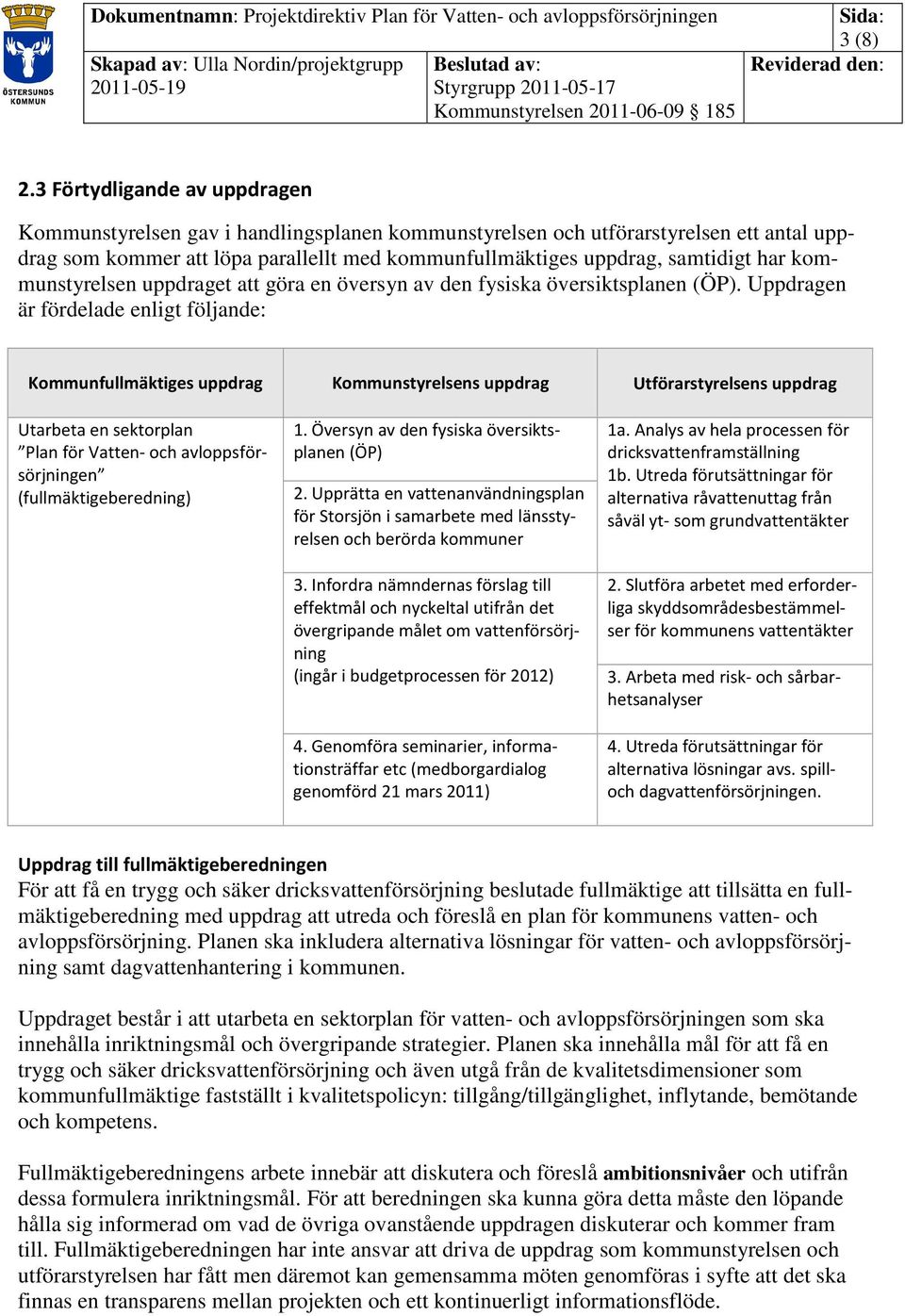 kommunstyrelsen uppdraget att göra en översyn av den fysiska översiktsplanen (ÖP).