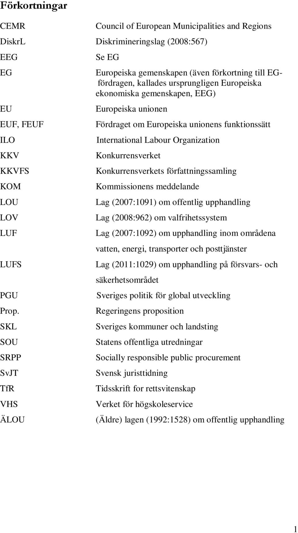 Europeiska unionens funktionssätt International Labour Organization Konkurrensverket Konkurrensverkets författningssamling Kommissionens meddelande Lag (2007:1091) om offentlig upphandling Lag