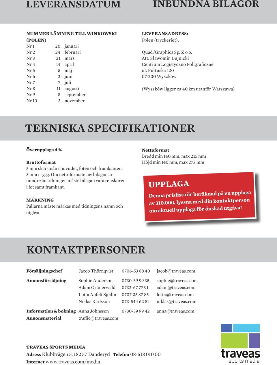 Pułtuska 120 07-200 Wyszków (Wyszków ligger ca 40 km utanför Warszawa) TEKNISKA SPECIFIKATIONER Överupplaga 4 % Bruttoformat 5 mm skärsmån i huvudet, foten och framkanten, 3 mm i rygg.