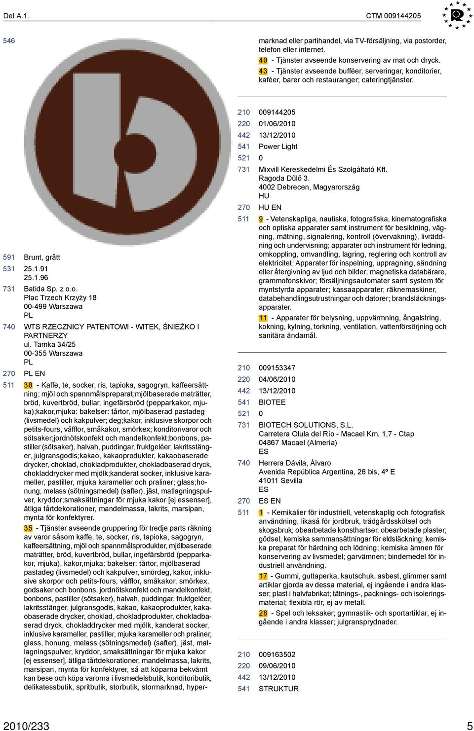 Tamka 34/25-355 Warszawa PL PL EN 3 - Kaffe, te, socker, ris, tapioka, sagogryn, kaffeersättning; mjöl och spannmålspreparat;mjölbaserade maträtter, bröd, kuvertbröd, bullar, ingefärsbröd