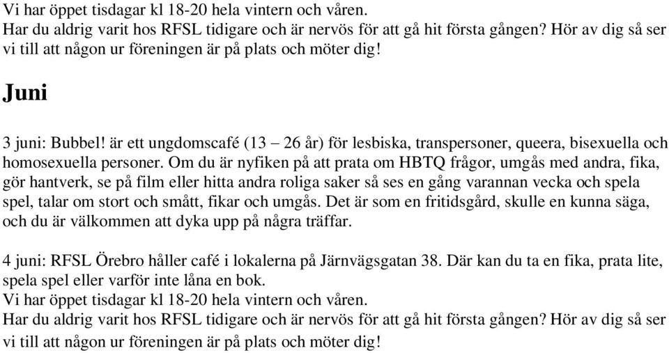 transpersoner, queera, bisexuella och 4 juni: RFSL