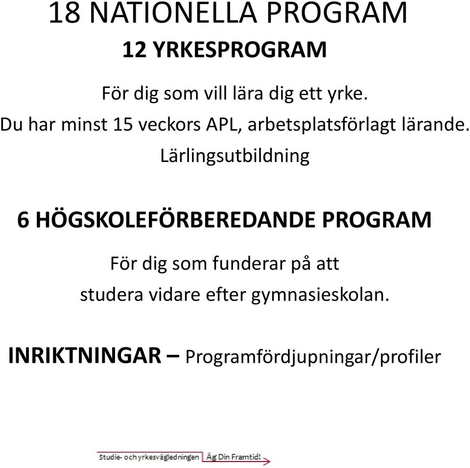 Lärlingsutbildning 6 HÖGSKOLEFÖRBEREDANDE PROGRAM För dig som funderar