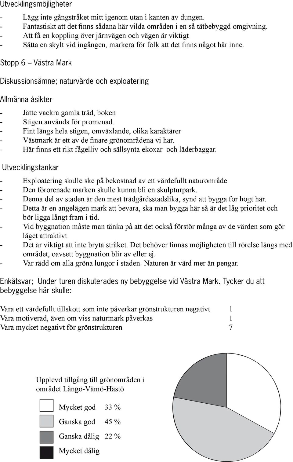 Stopp 6 Västra Mark Diskussionsämne; naturvärde och exploatering Jätte vackra gamla träd, boken Stigen används för promenad.
