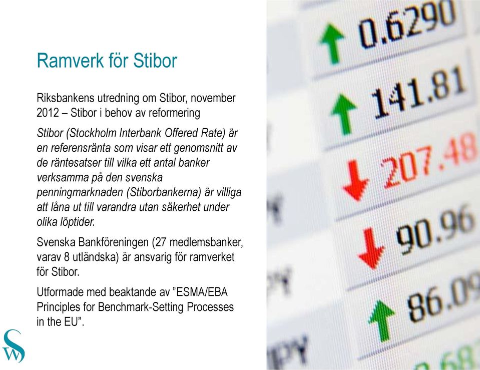 (Stiborbankerna) är villiga att låna ut till varandra utan säkerhet under olika löptider.