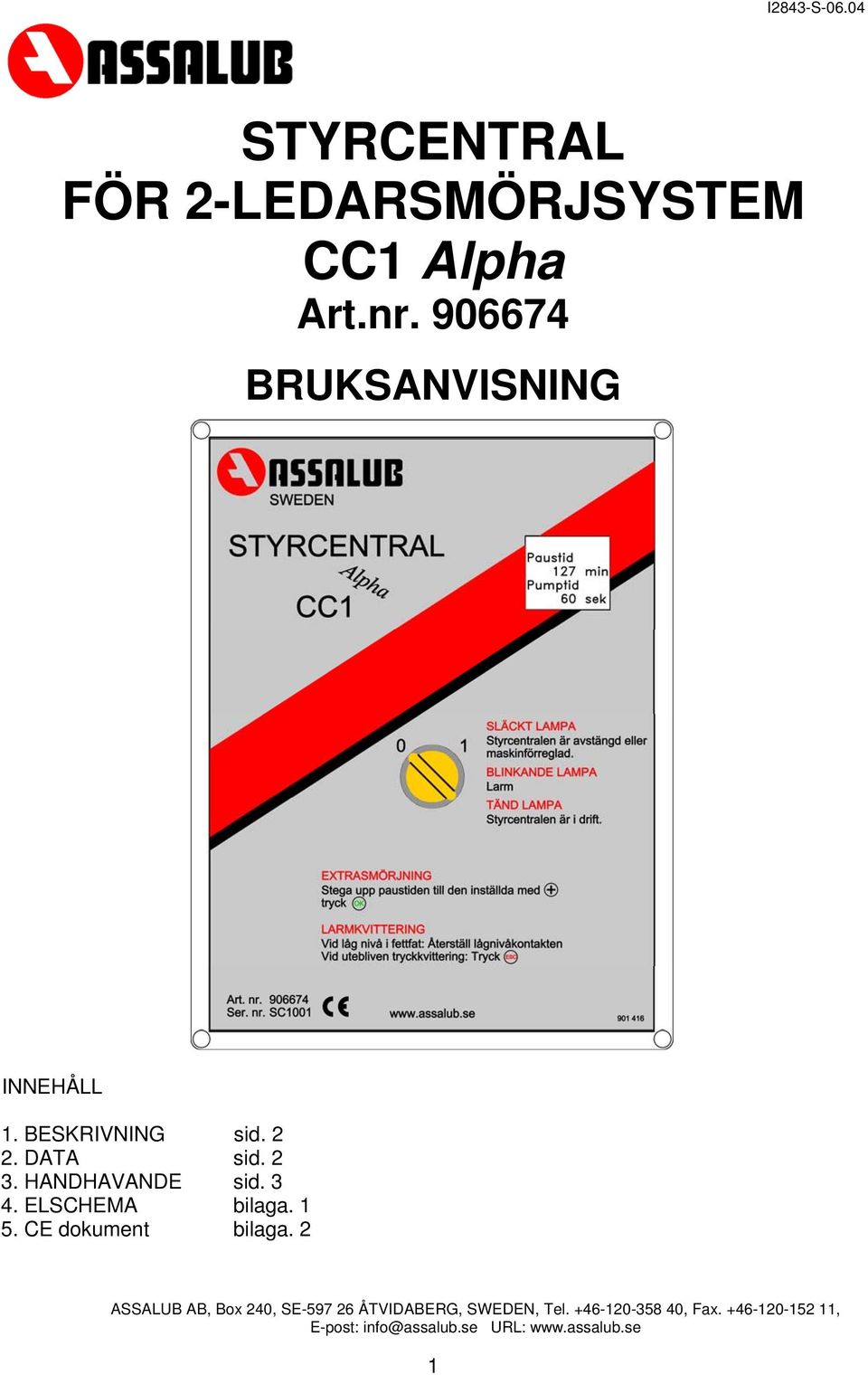 nr. 906674 BRUKSANVISNING INNEHÅLL 1.