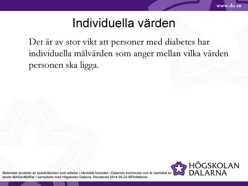 individuella målvärden som anger