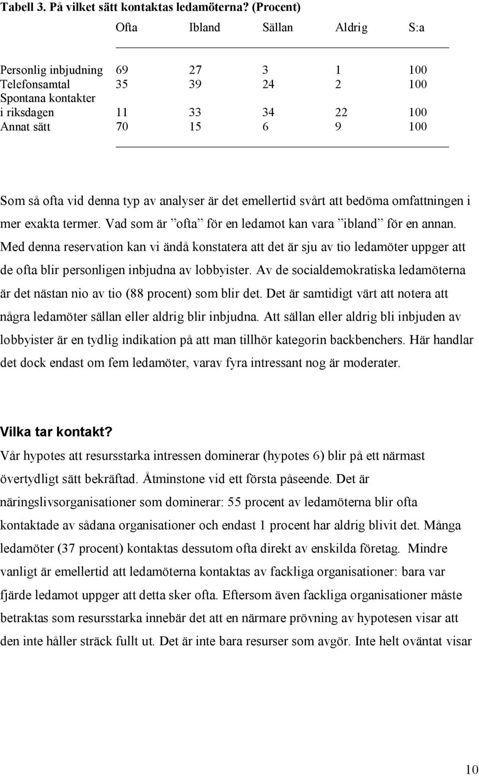 typ av analyser är det emellertid svårt att bedöma omfattningen i mer exakta termer. Vad som är ofta för en ledamot kan vara ibland för en annan.