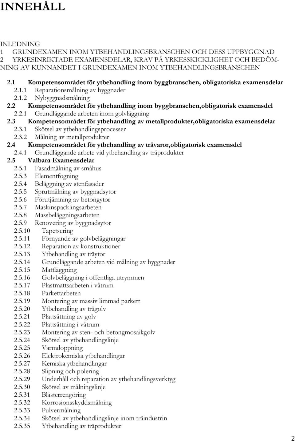 2 Kompetensområdet för ytbehandling inom byggbranschen,obligatorisk examensdel 2.2.1 Grundläggande arbeten inom golvläggning 2.
