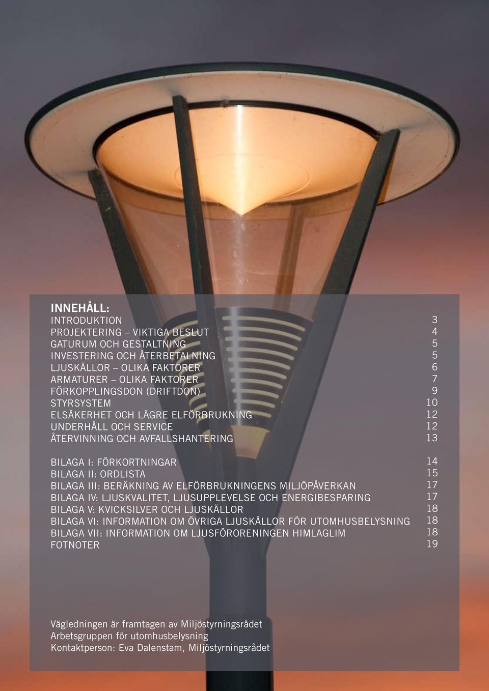 IV: Ljuskvalitet, ljusupplevelse och energibesparing Bilaga V: Kvicksilver och ljuskällor Bilaga VI: Information om övriga ljuskällor för utomhusbelysning Bilaga VII: Information om