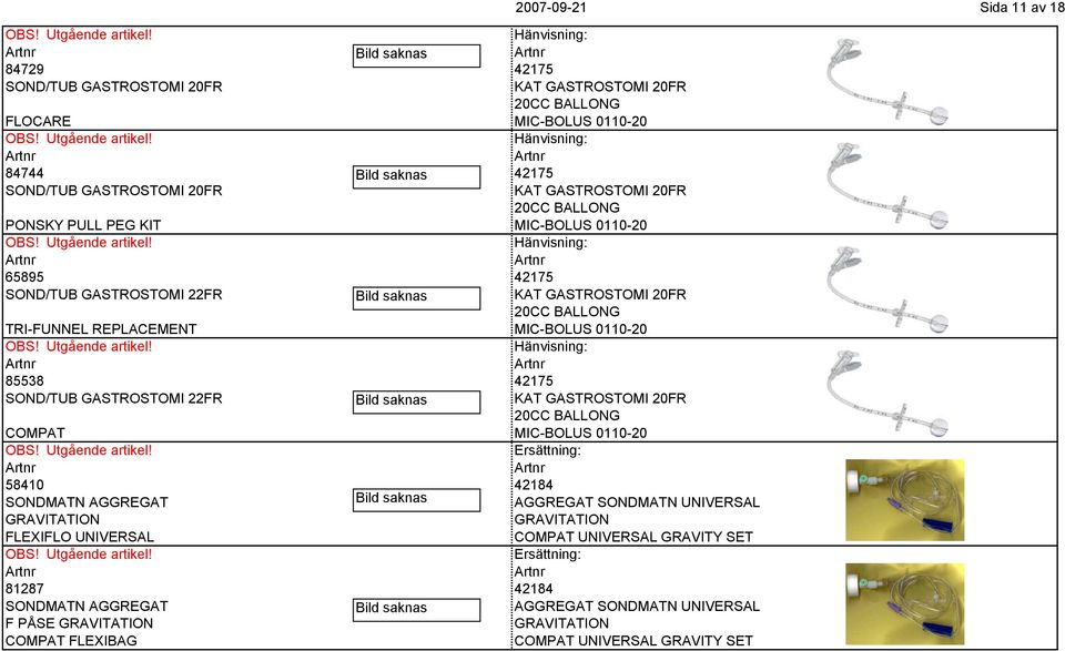 22FR KAT GASTROSTOMI 20FR 20CC BALLONG COMPAT MIC-BOLUS 0110-20 58410 42184 SONDMATN AGGREGAT AGGREGAT SONDMATN UNIVERSAL GRAVITATION GRAVITATION FLEXIFLO UNIVERSAL COMPAT