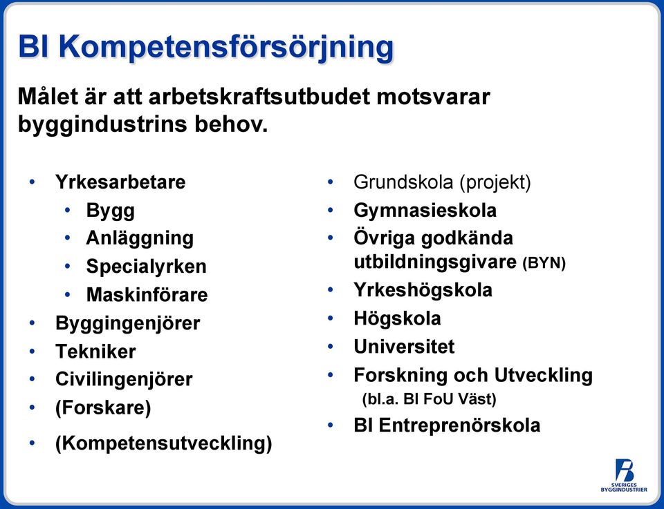 (Forskare) (Kompetensutveckling) Grundskola (projekt) Gymnasieskola Övriga godkända