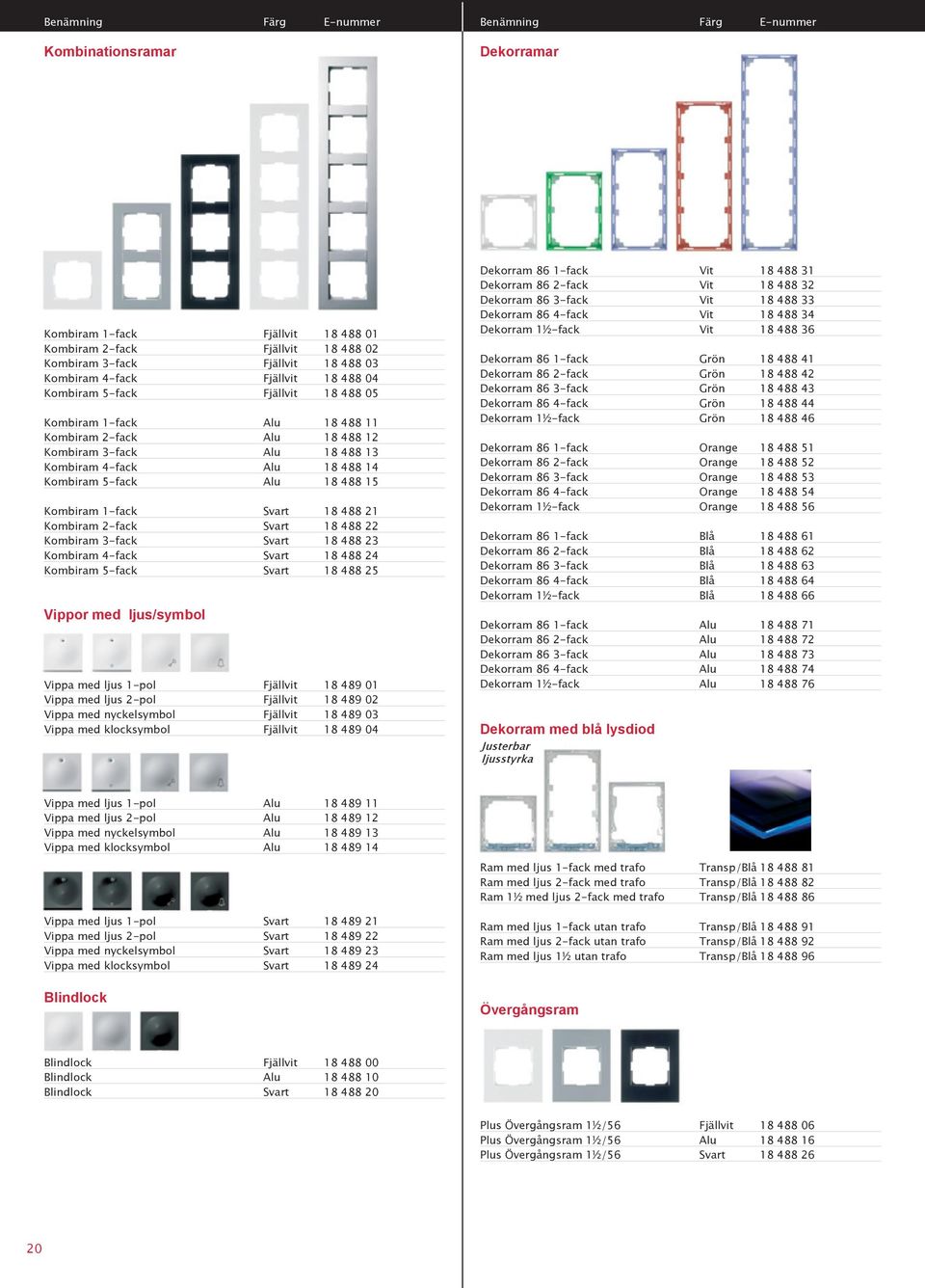 488 15 Kombiram 1-fack Svart 18 488 21 Kombiram 2-fack Svart 18 488 22 Kombiram 3-fack Svart 18 488 23 Kombiram 4-fack Svart 18 488 24 Kombiram 5-fack Svart 18 488 25 Vippor med ljus/symbol Vippa med