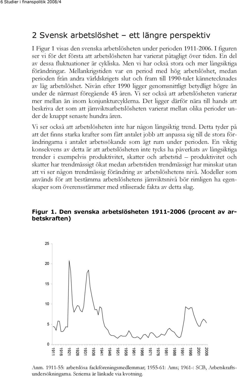 Mellankrigstiden var en period med hög arbetslöshet, medan perioden från andra världskrigets slut och fram till 1990-talet kännetecknades av låg arbetslöshet.