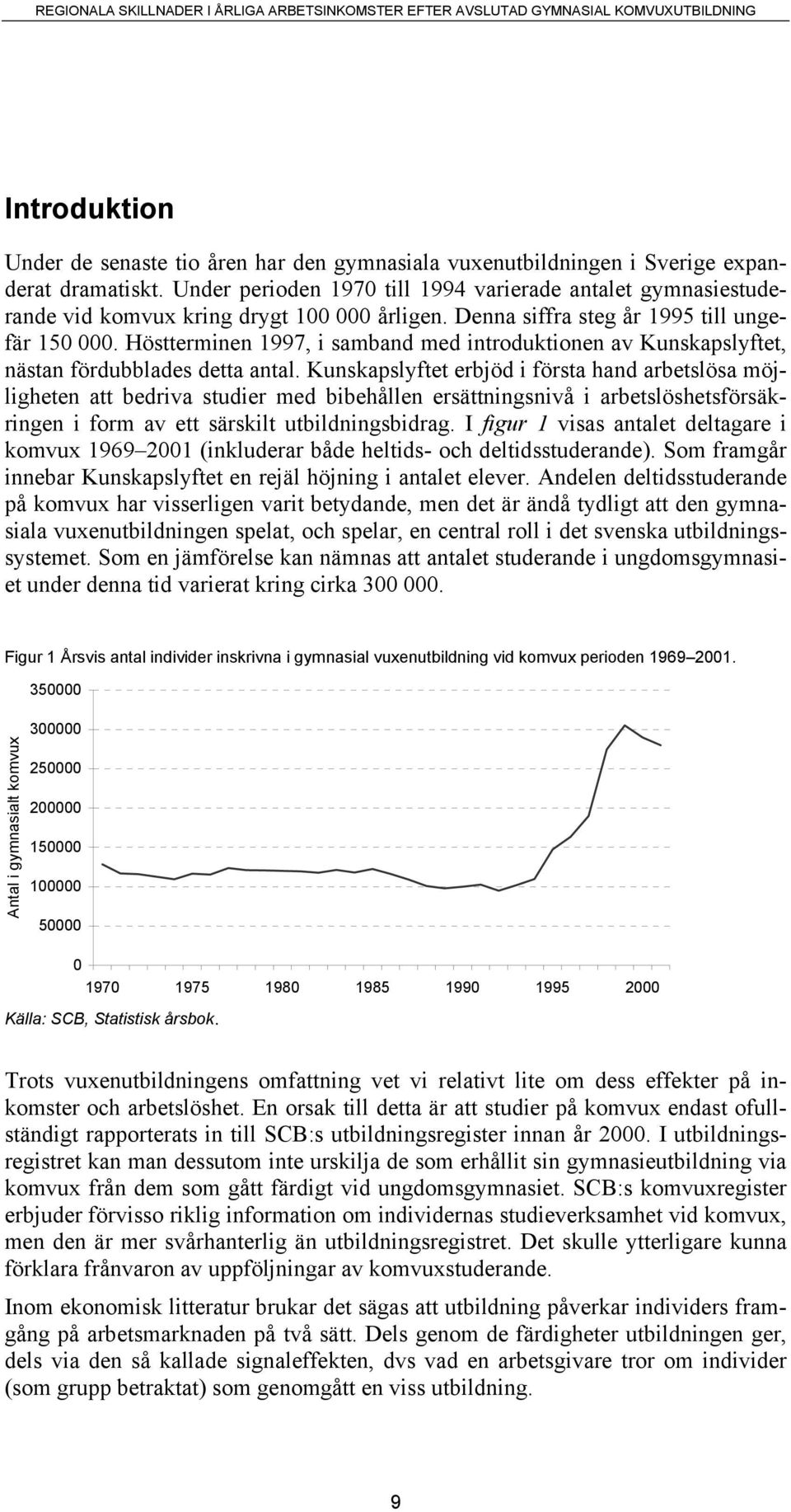 Höstterminen 1997, i samband med introduktionen av Kunskapslyftet, nästan fördubblades detta antal.