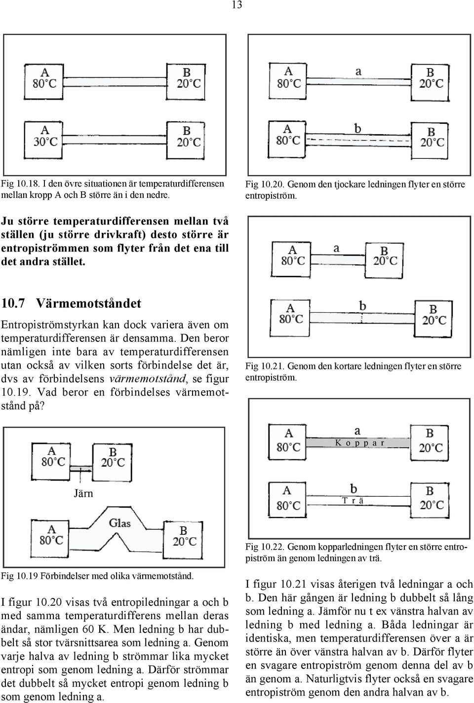 7 Värmemotståndet Entropiströmstyrkan kan dock variera även om temperaturdifferensen är densamma.