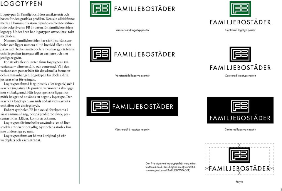 Namnet Familjebostäder har särkiljts från symbolen och ligger numera alltid bredvid eller under på en rad.