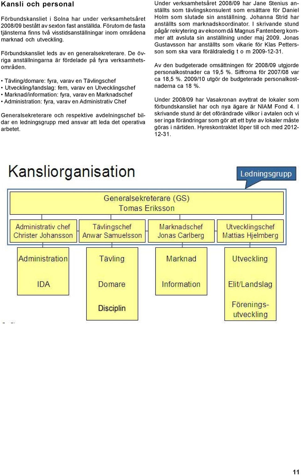 De övriga anställningarna är fördelade på fyra verksamhetsområden.