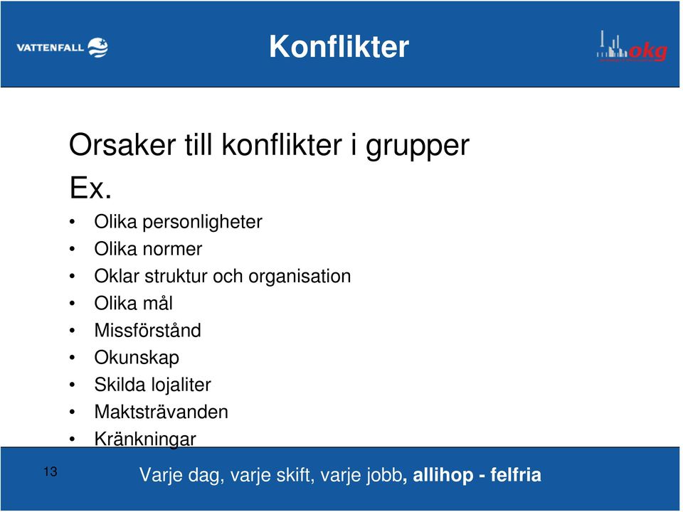 organisation Olika mål Missförstånd Okunskap Skilda lojaliter