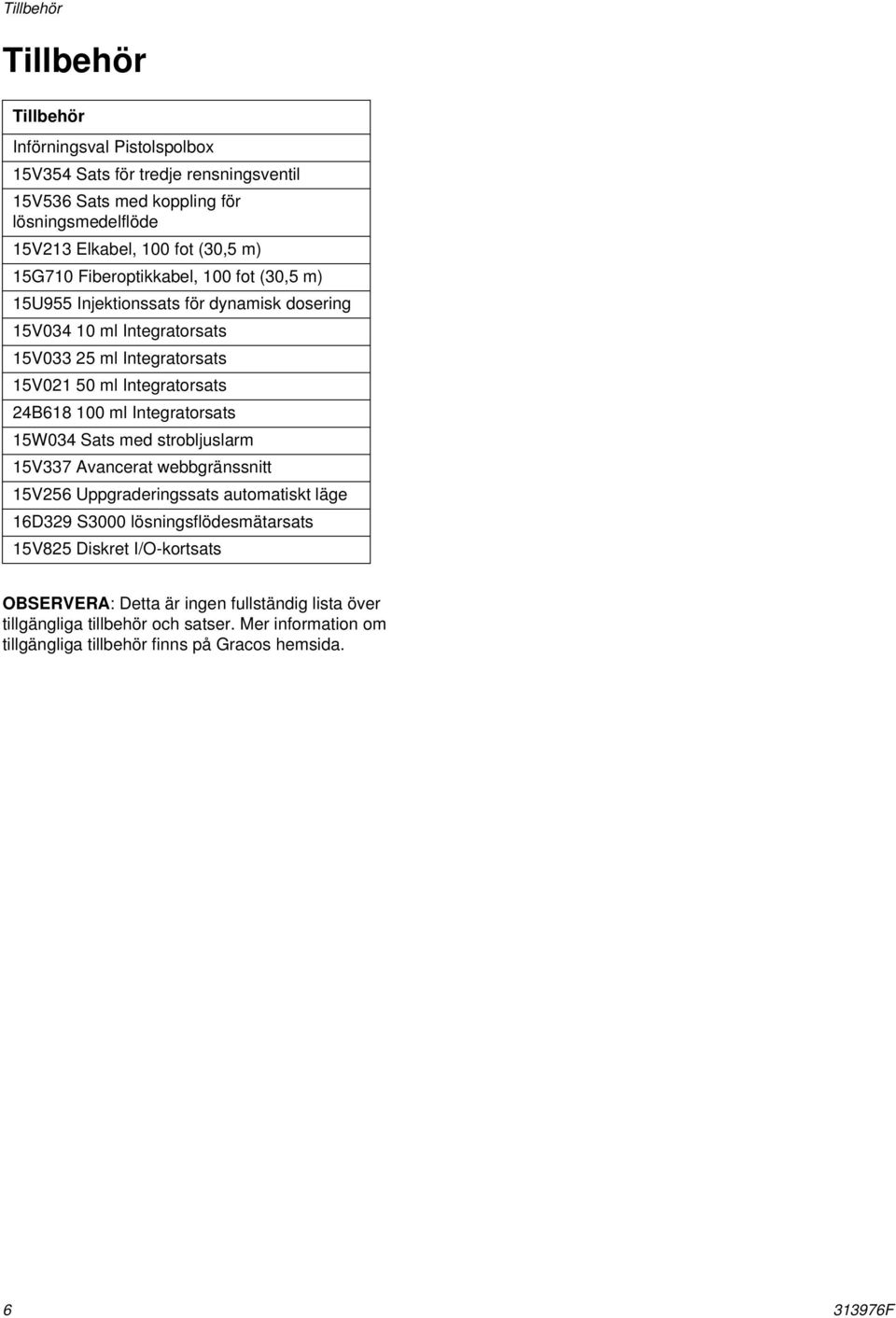 24B618 100 ml Integratorsats 15W034 Sats med strobljuslarm 15V337 Avancerat webbgränssnitt 15V256 Uppgraderingssats automatiskt läge 16D329 S3000 lösningsflödesmätarsats 15V825
