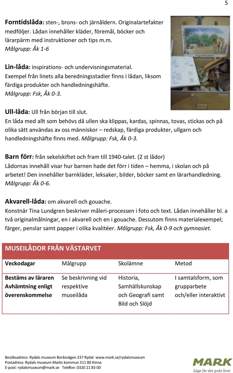 En låda med allt som behövs då ullen ska klippas, kardas, spinnas, tovas, stickas och på olika sätt användas av oss människor redskap, färdiga produkter, ullgarn och handledningshäfte finns med.