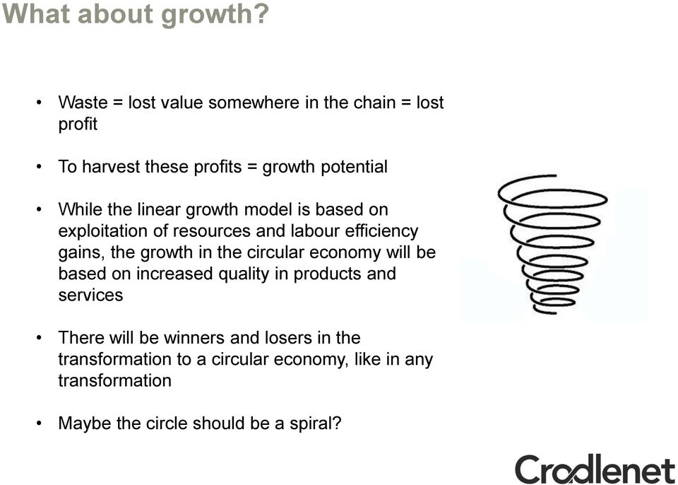 linear growth model is based on exploitation of resources and labour efficiency gains, the growth in the circular