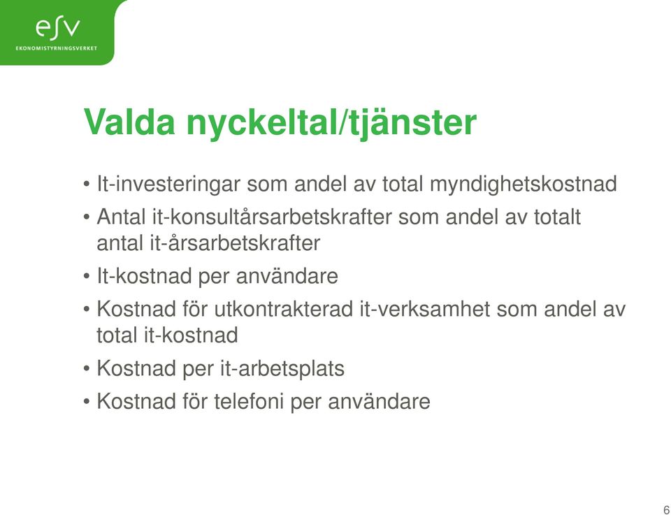 It-kostnad per användare Kostnad för utkontrakterad it-verksamhet som andel av