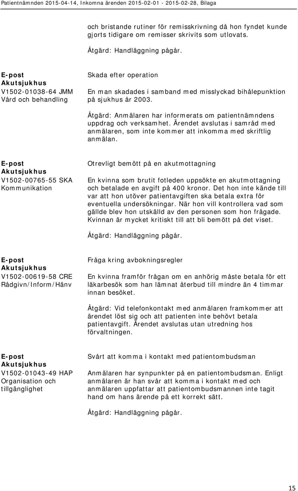 Ärendet avslutas i samråd med anmälaren, som inte kommer att inkomma med skriftlig anmälan.