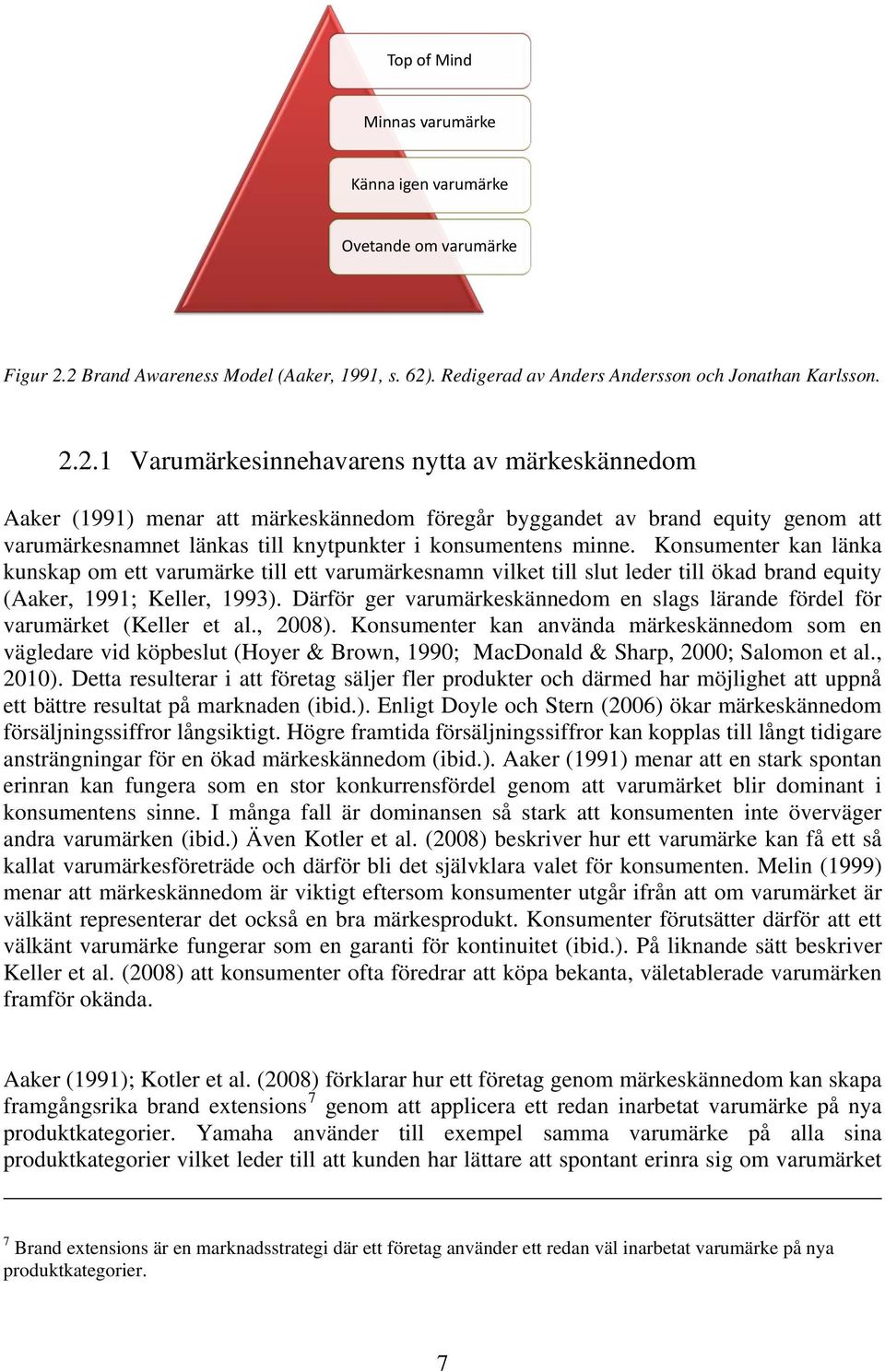 Konsumenter kan länka kunskap om ett varumärke till ett varumärkesnamn vilket till slut leder till ökad brand equity (Aaker, 1991; Keller, 1993).