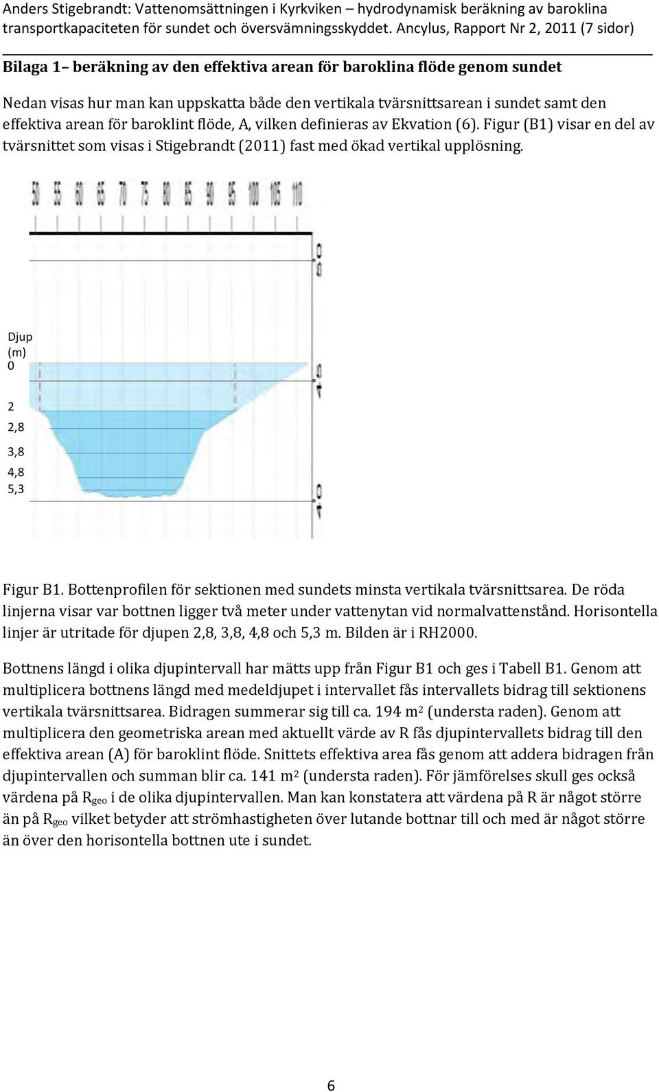 effektiva arean för baroklint flöde, A, vilken definieras av Ekvation (6). Figur (B1) visar en del av tvärsnittet som visas i Stigebrandt (2011) fast med ökad vertikal upplösning.