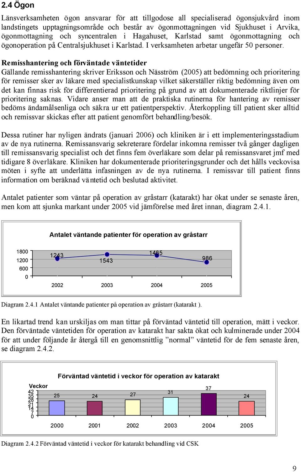 Remisshantering och förväntade väntetider Gällande remisshantering skriver Eriksson och Näsström (25) att bedömning och prioritering för remisser sker av läkare med specialistkunskap vilket