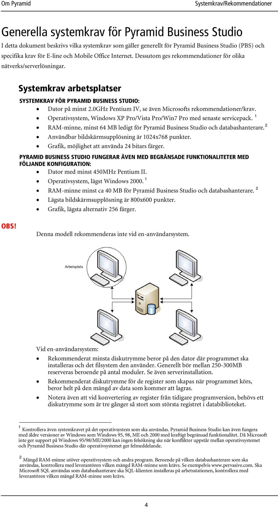 0GHz Pentium IV, se även Microsofts rekommendationer/krav. Operativsystem, Windows XP Pro/Vista Pro/Win7 Pro med senaste servicepack.