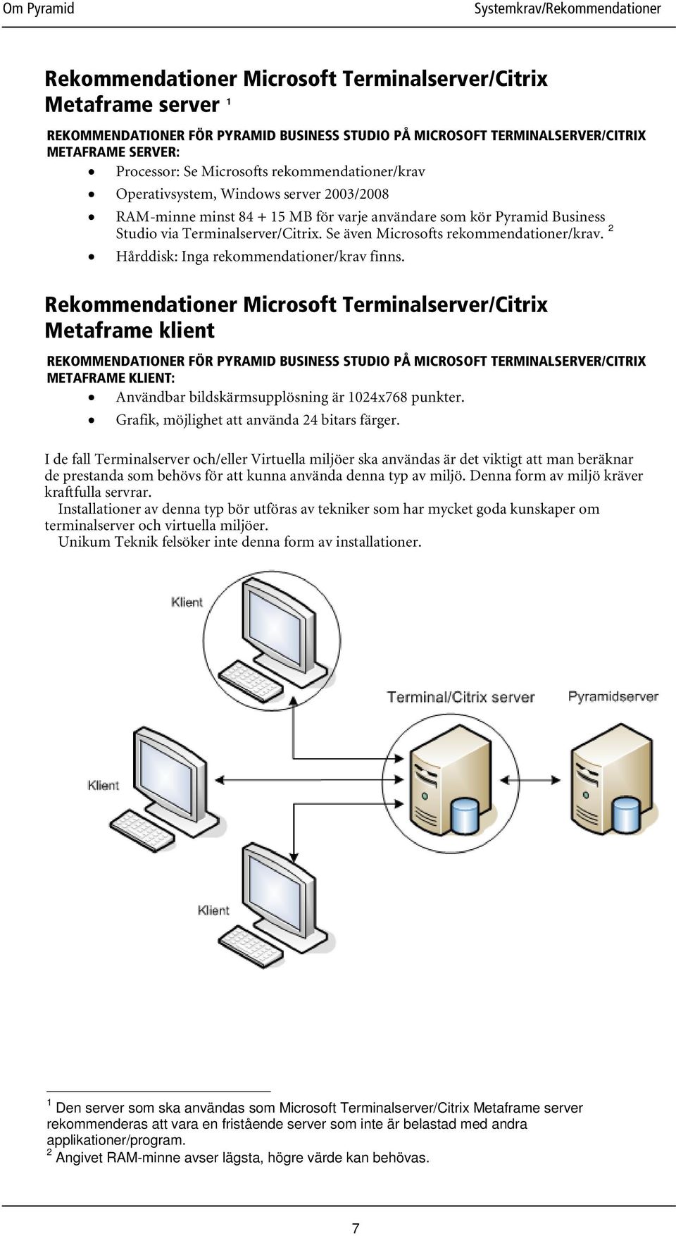 Se även Microsofts rekommendationer/krav. 2 Hårddisk: Inga rekommendationer/krav finns.