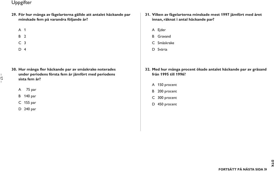 Hur många fler häckande par av småskrake noterades under periodens första fem år jämfört med periodens sista fem år?