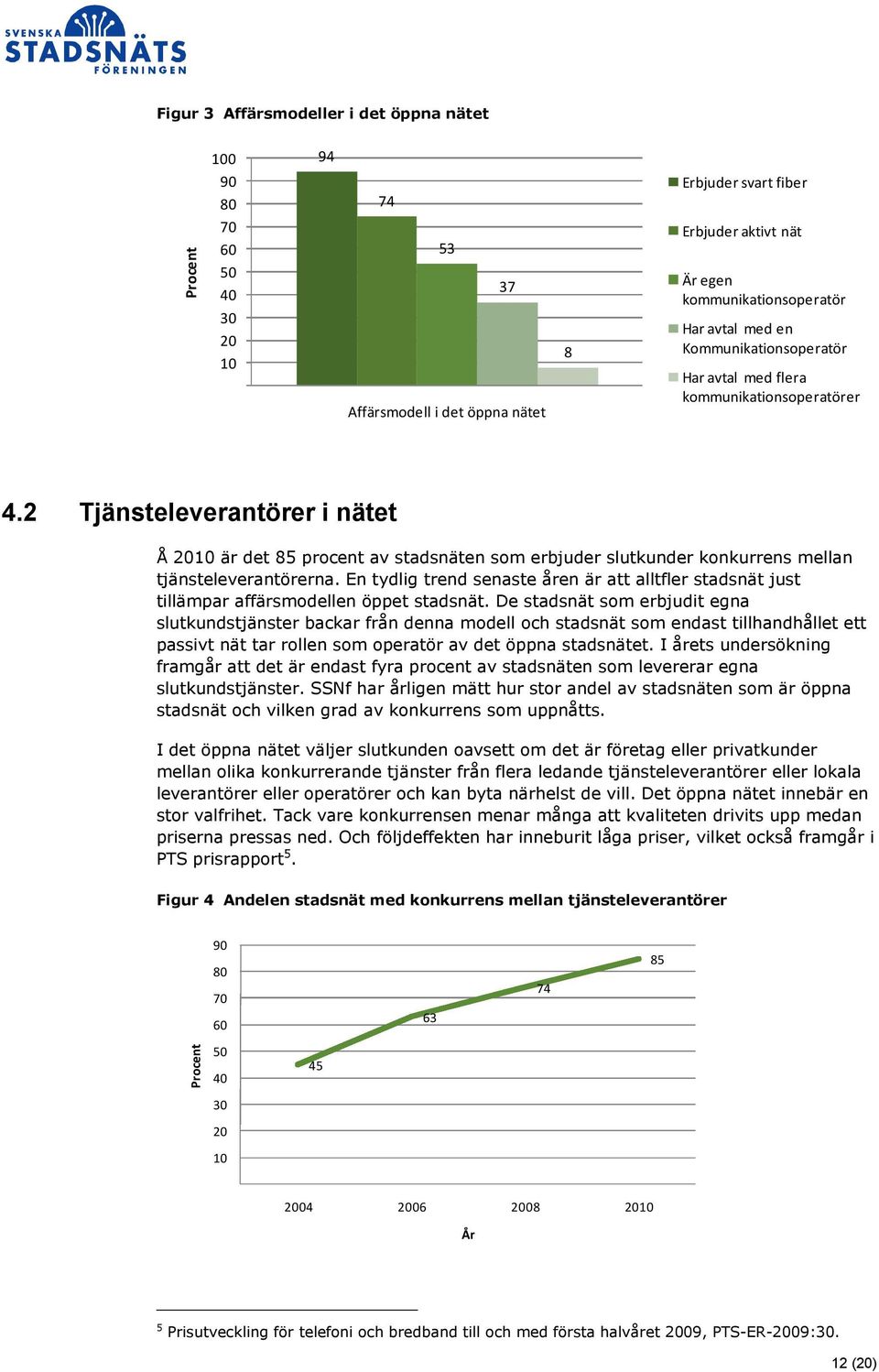 2 Tjänsteleverantörer i nätet Å 2010 är det 85 procent av stadsnäten som erbjuder slutkunder konkurrens mellan tjänsteleverantörerna.