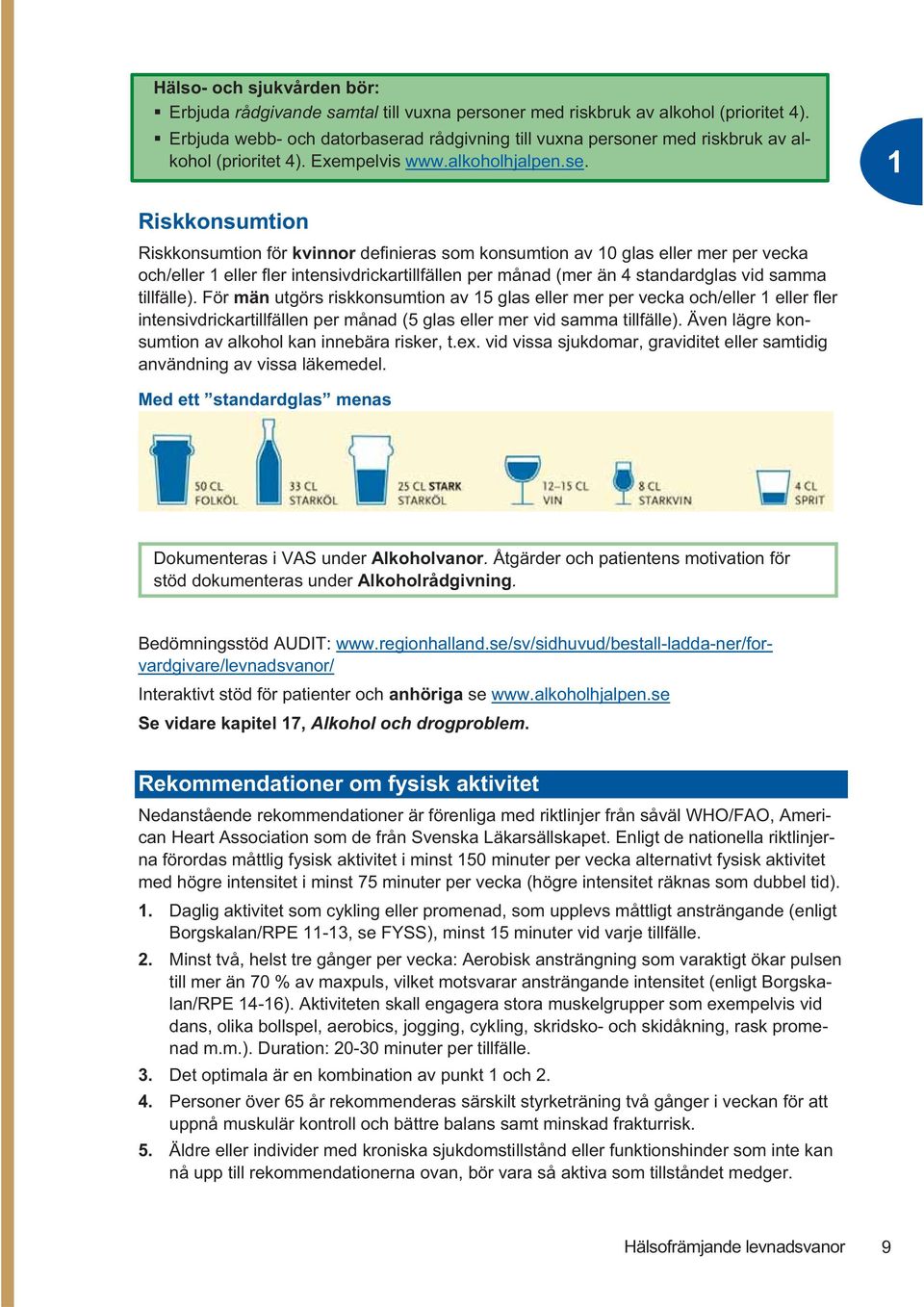 ad rådgivning till vuxna personer med riskbruk av alkohol (prioritet 4). Exempelvis www.alkoholhjalpen.se.