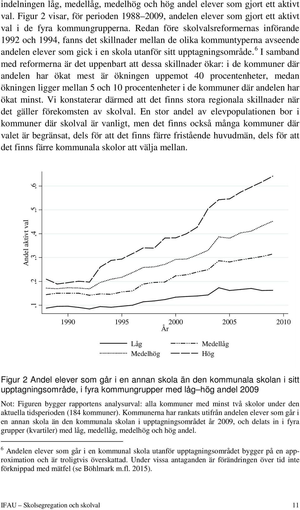 6 I samband med reformerna är det uppenbart att dessa skillnader ökar: i de kommuner där andelen har ökat mest är ökningen uppemot 40 procentenheter, medan ökningen ligger mellan 5 och 10