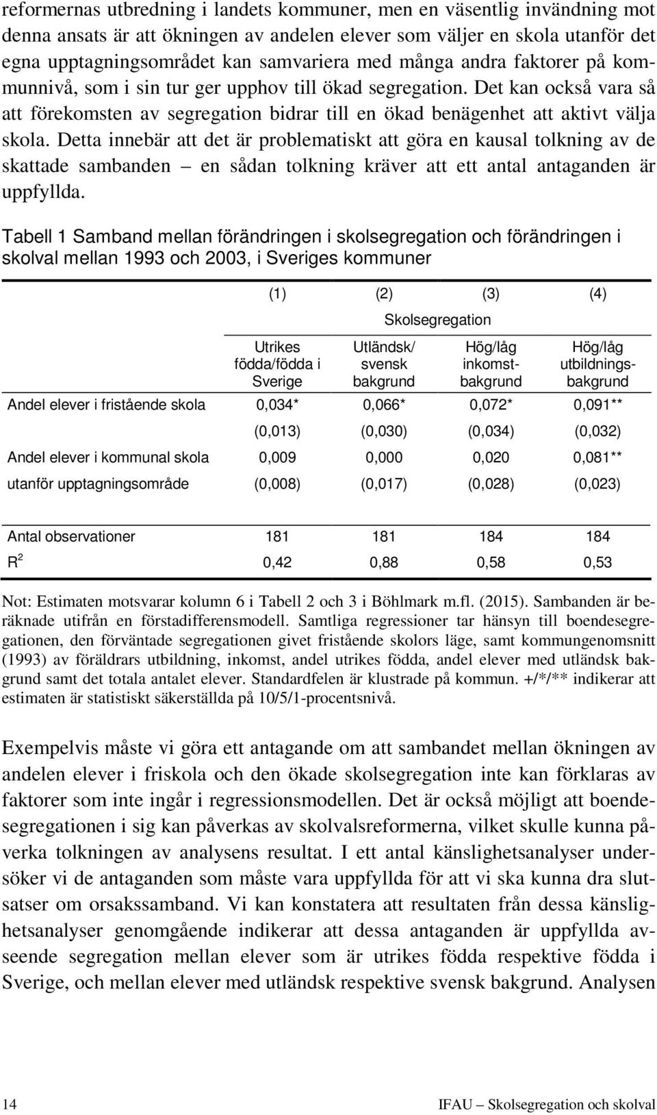 Detta innebär att det är problematiskt att göra en kausal tolkning av de skattade sambanden en sådan tolkning kräver att ett antal antaganden är uppfyllda.