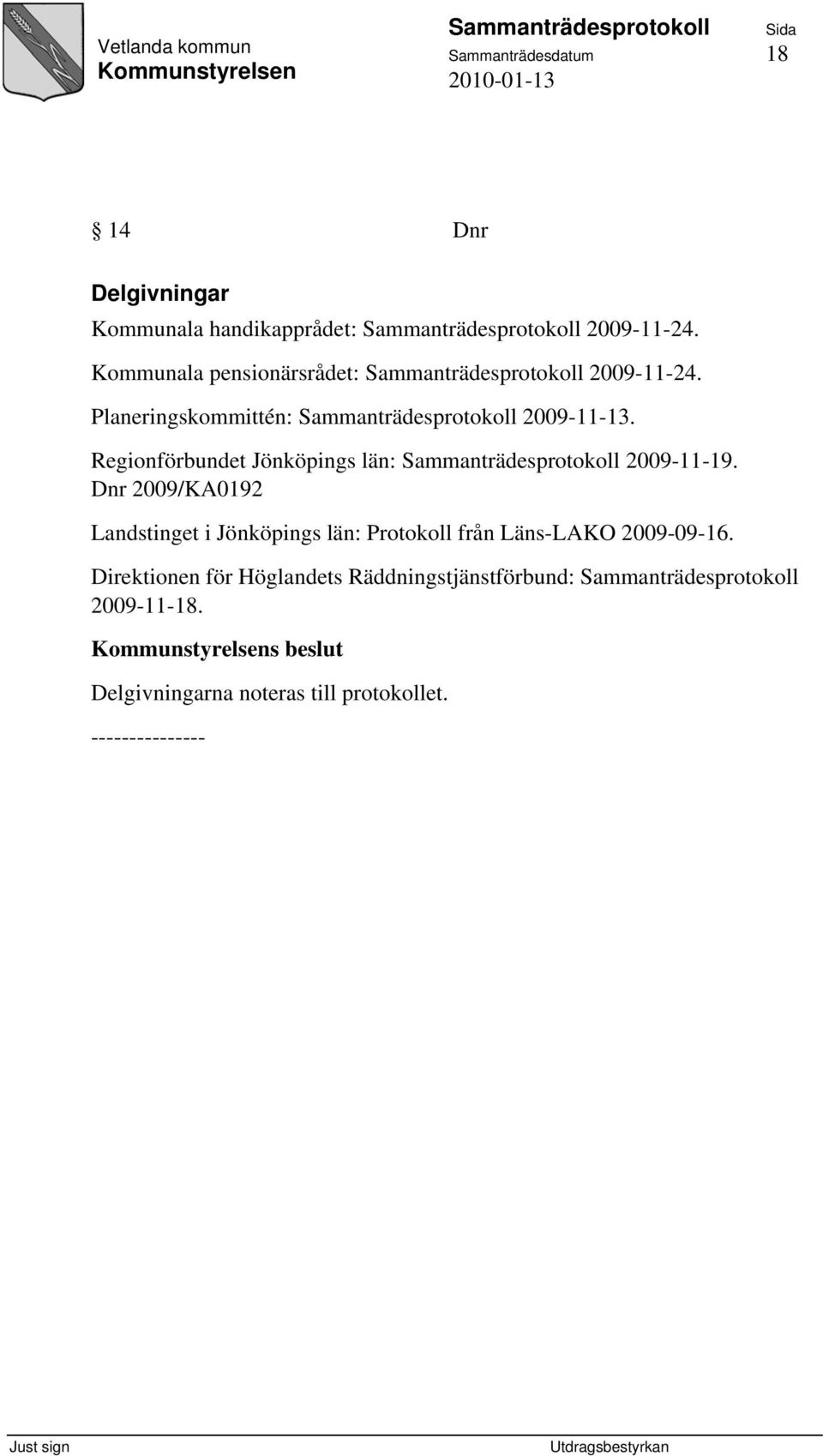 Regionförbundet Jönköpings län: 2009-11-19.