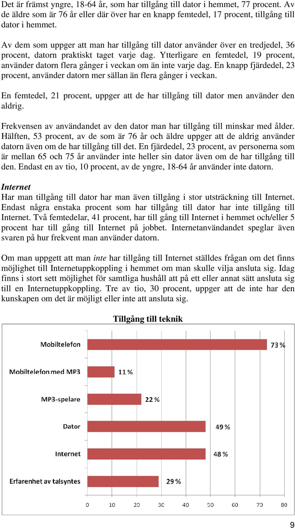 Ytterligare en femtedel, 19 procent, använder datorn flera gånger i veckan om än inte varje dag. En knapp fjärdedel, 23 procent, använder datorn mer sällan än flera gånger i veckan.