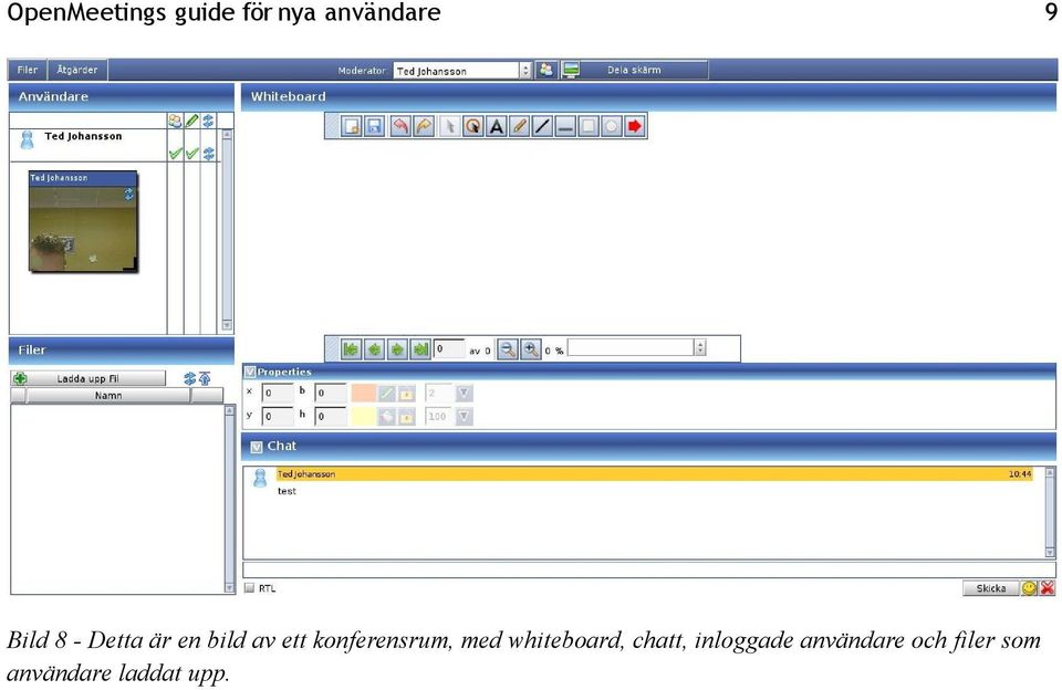 whiteboard, chatt, inloggade
