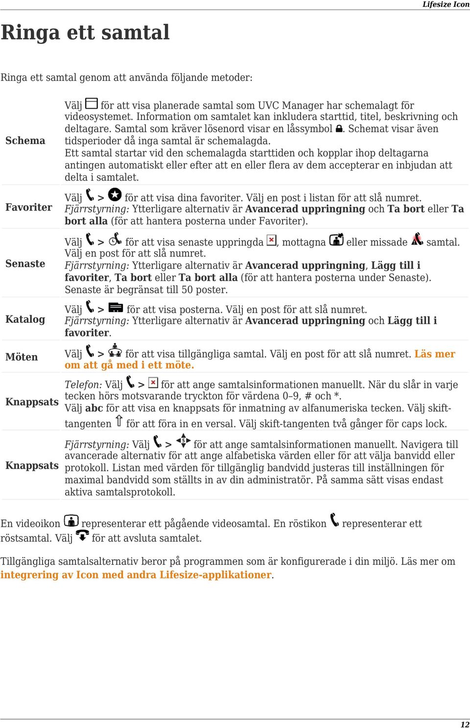 Ett samtal startar vid den schemalagda starttiden och kopplar ihop deltagarna antingen automatiskt eller efter att en eller flera av dem accepterar en inbjudan att delta i samtalet.