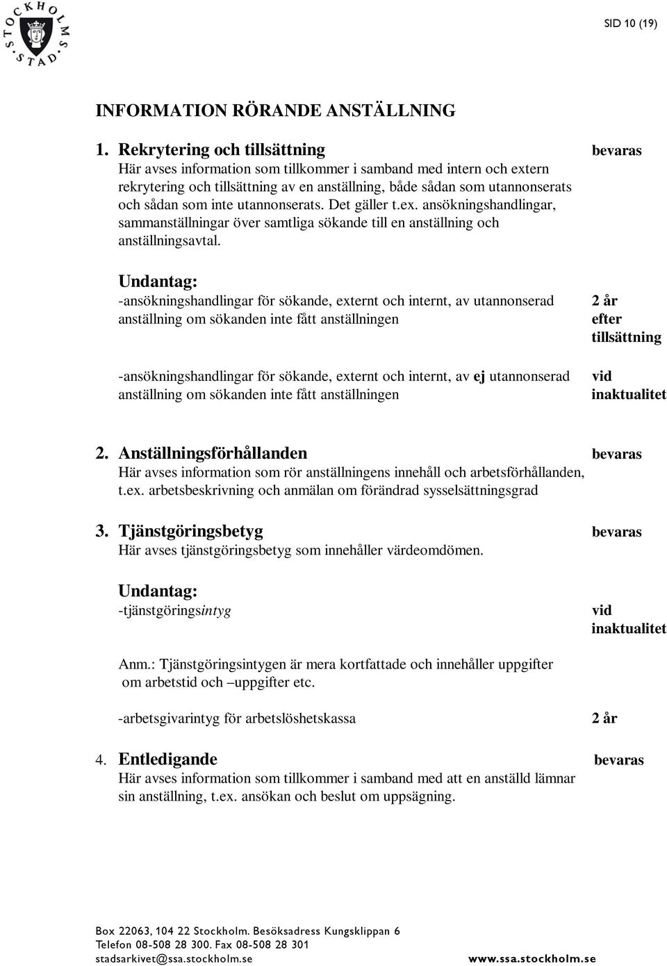 inte utannonserats. Det gäller t.ex. ansökningshandlingar, sammanställningar över samtliga sökande till en anställning och anställningsavtal.